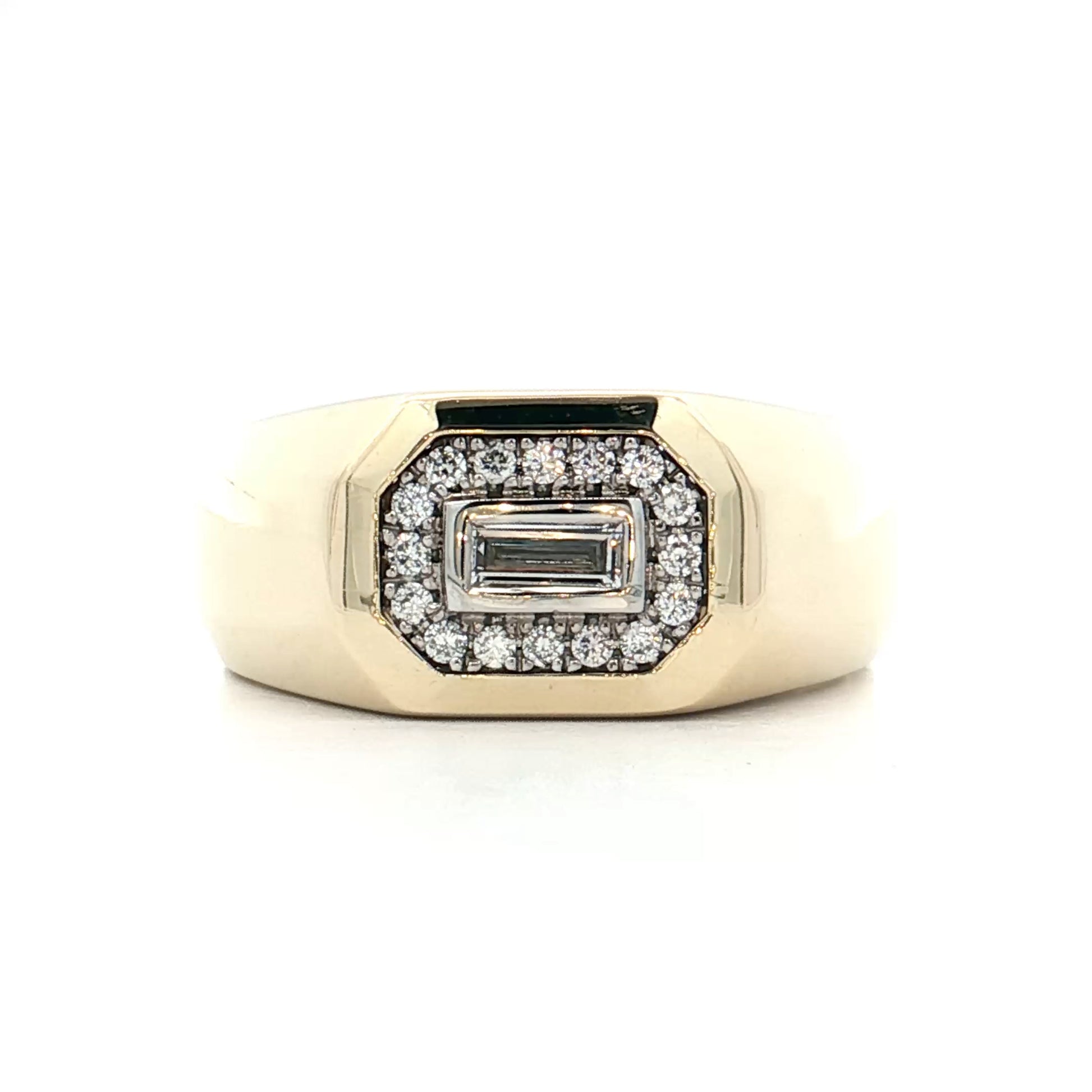 .25 Mens Diamond Cocktail Ring 14k Yellow Gold/Platinum