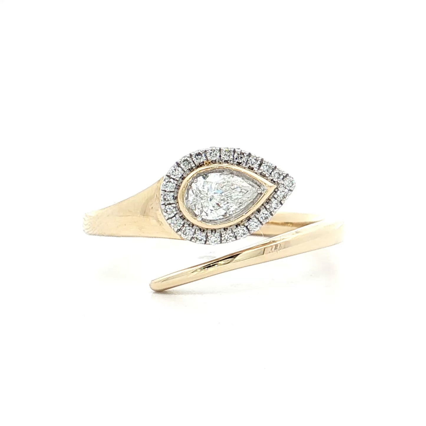 .25 Pear Diamond Cocktail Snake Ring 14k Yellow Gold