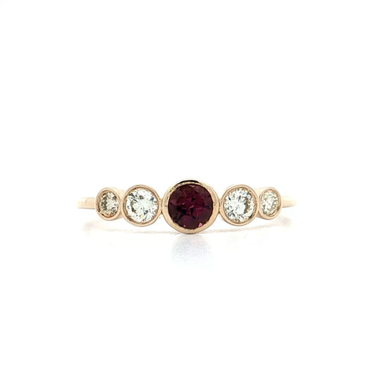 .25 Pink Tourmaline & Diamond Stacking Ring 14k