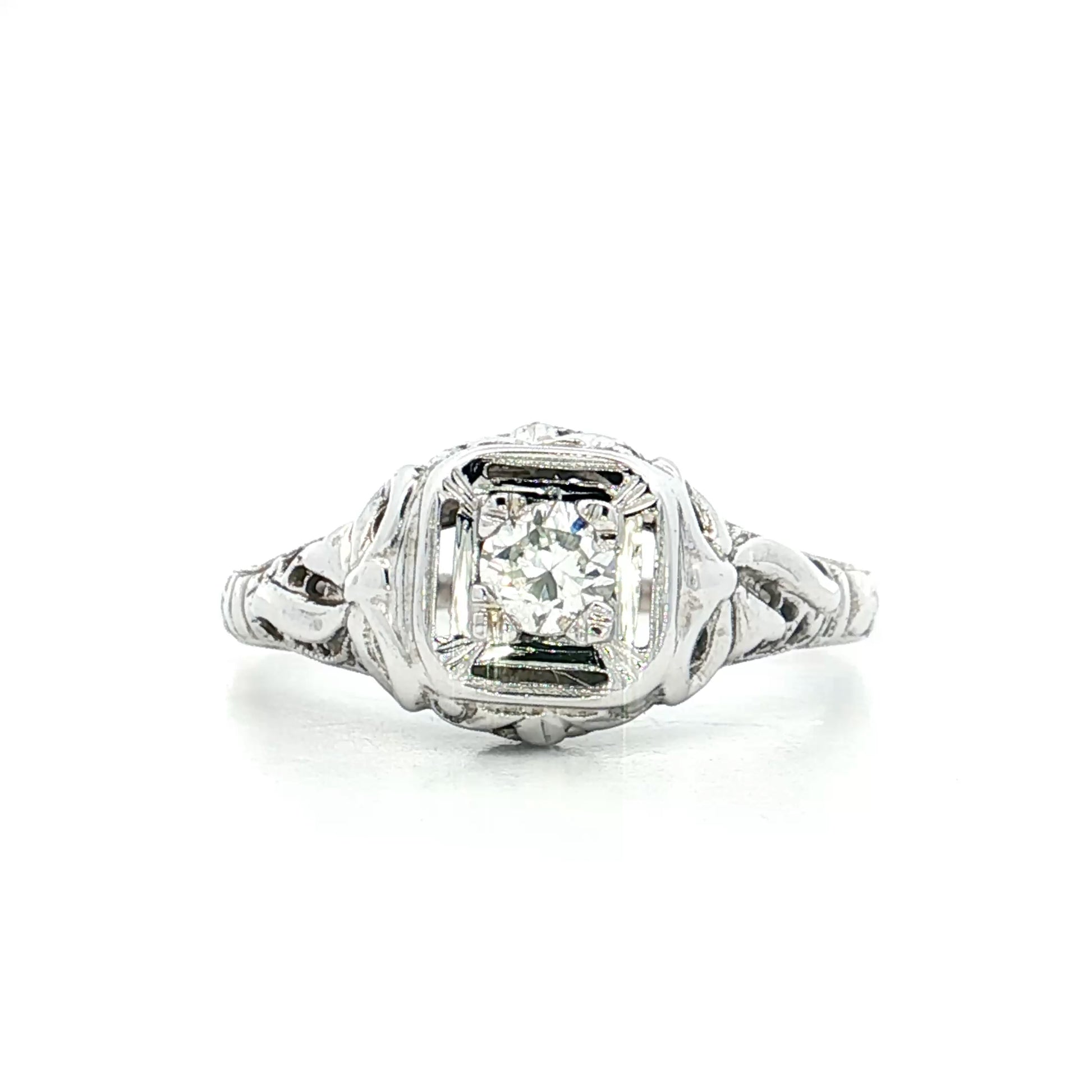 .25 Vintage Deco Diamond Engagement Ring in 18k