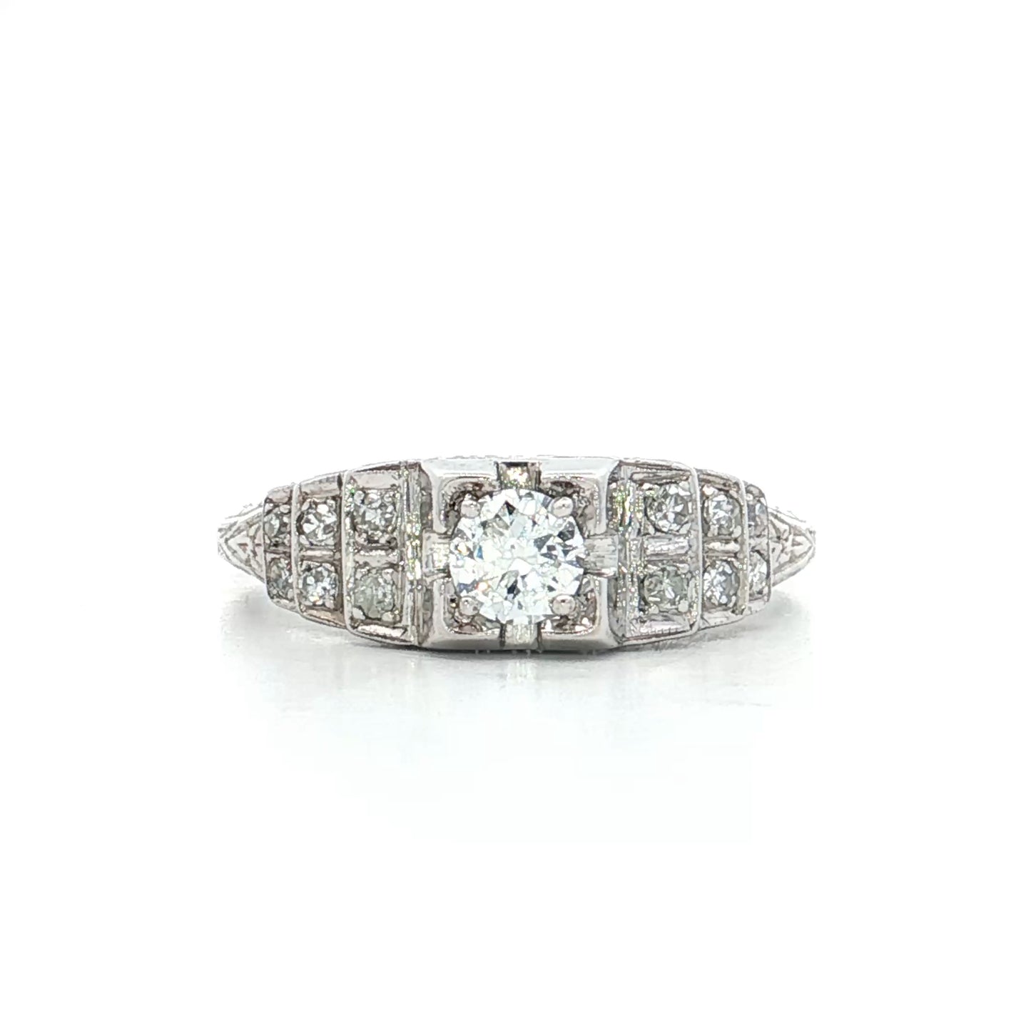 .25 Vintage Deco Transitional Diamond Engagement Ring 18k
