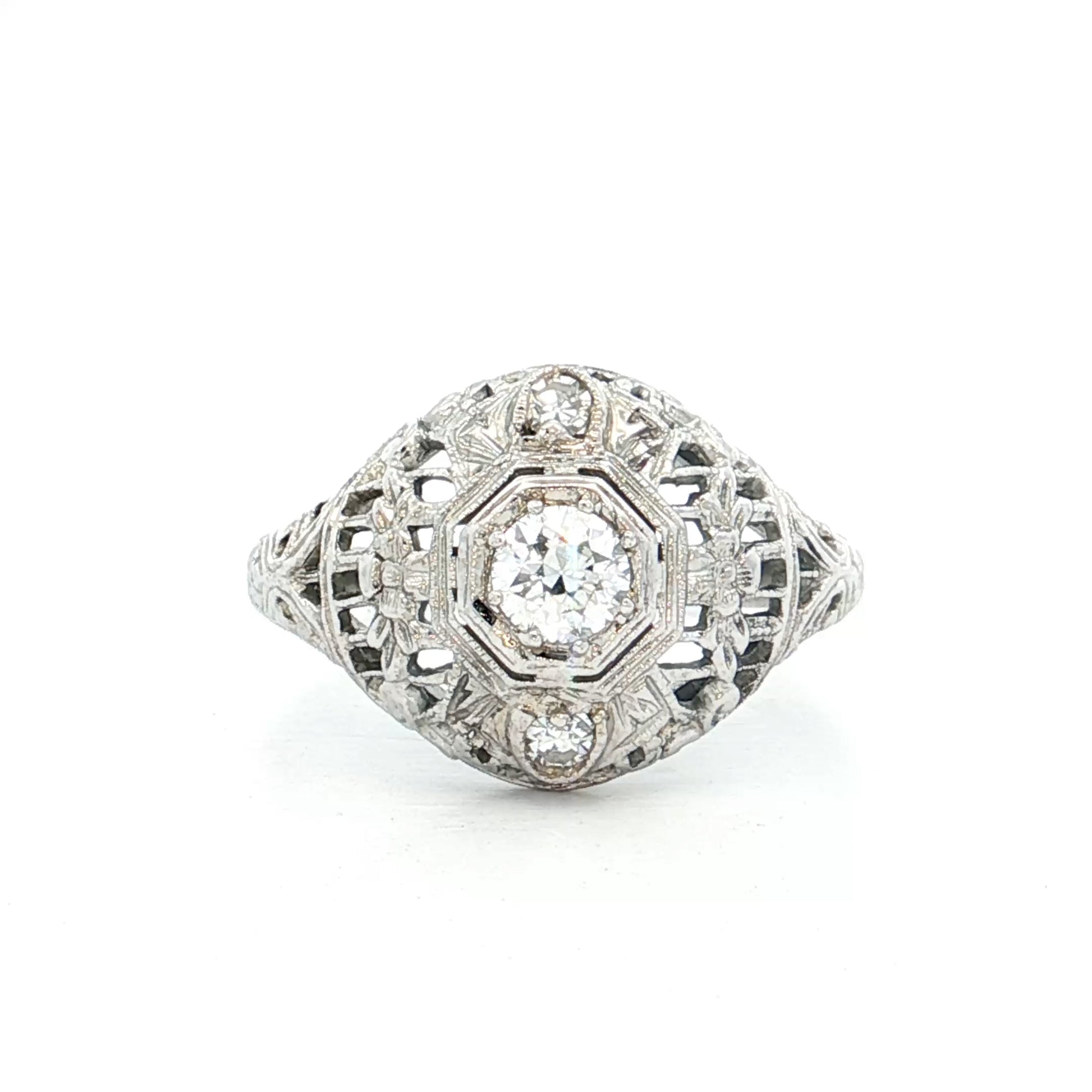 .25 Vintage Euro Diamond Cocktail Ring 18k