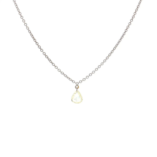 .26 Pear Rose Cut Diamond Pendant Necklace 14k