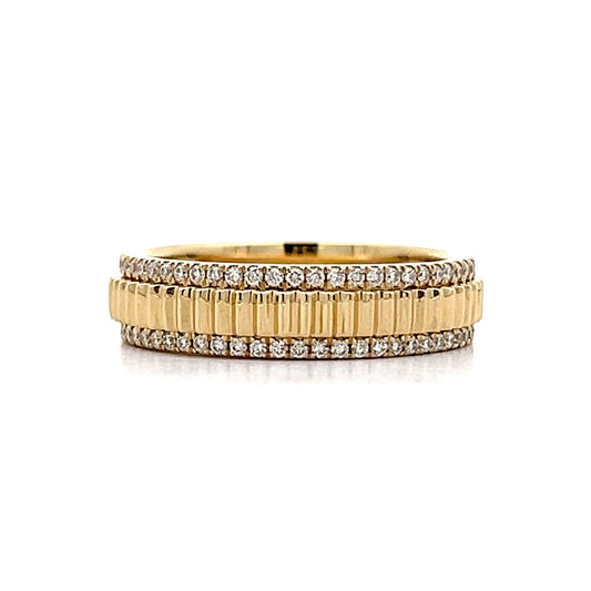 .26 Ridged Diamond Wedding Band in 14k Yellow Gold