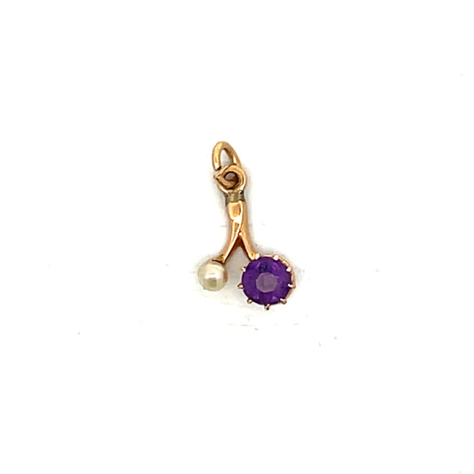 .26 Vintage 1960s Amethyst Birthstone Charm 14k