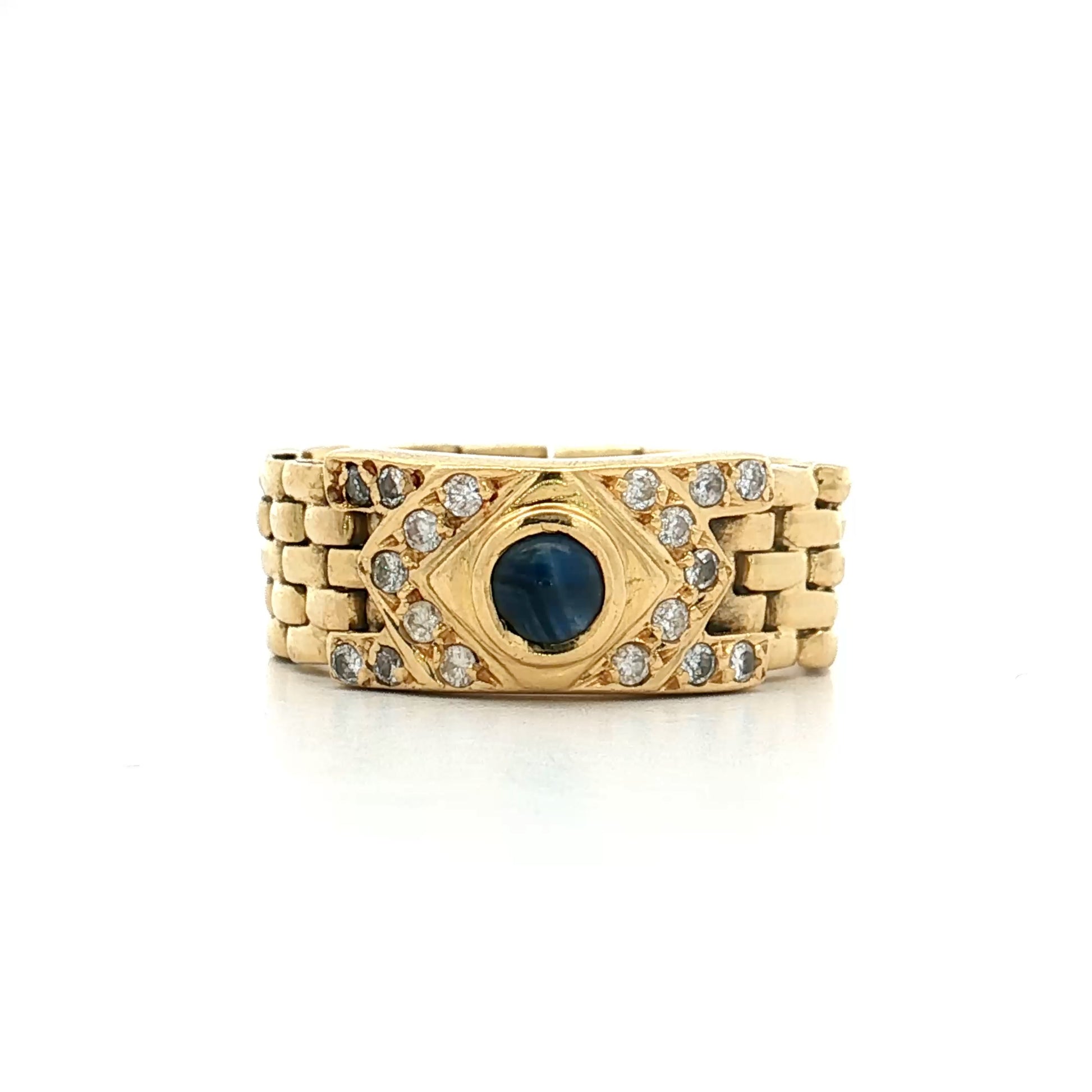 .27 Blue Sapphire & Diamond Flexible Stacking Ring 18k