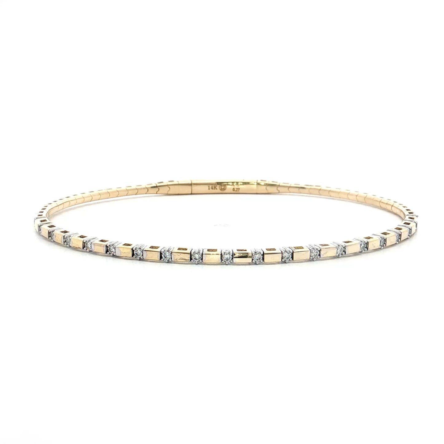 .27 Flexible Diamond Bangle Bracelet 14k Yellow Gold