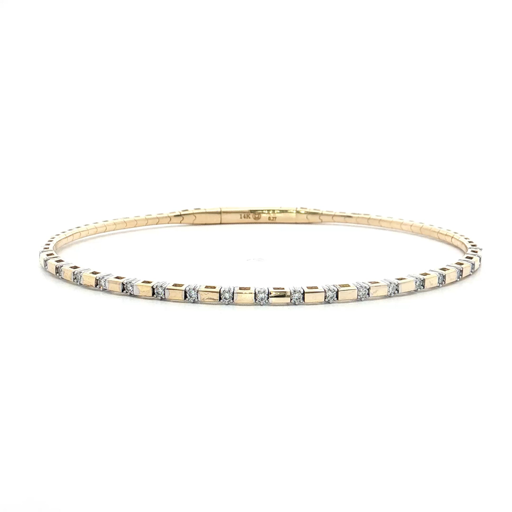 .27 Flexible Diamond Bangle Bracelet 14k Yellow Gold