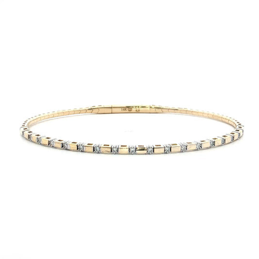 .27 Flexible Diamond Bangle Bracelet 14k Yellow Gold