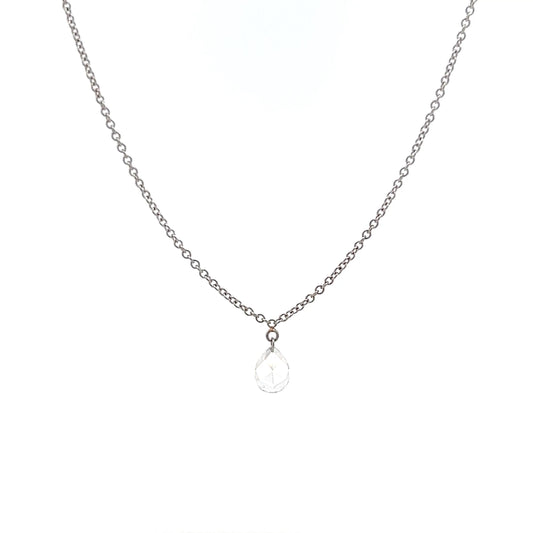 .27 Pear Rose Cut Diamond Pendant Necklace 14k