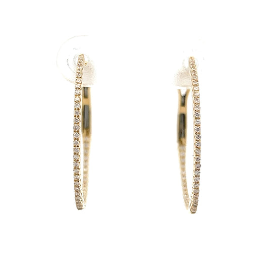 .27 Thin Diamond Hoop Earrings in 14k Yellow Gold