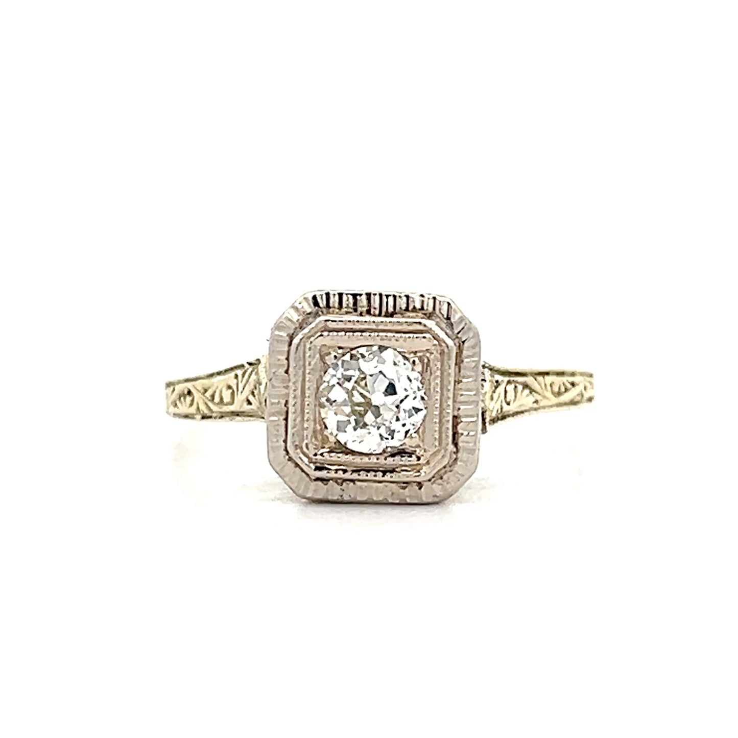.28 Antique Art Deco Filigree Engagement Ring in 14k