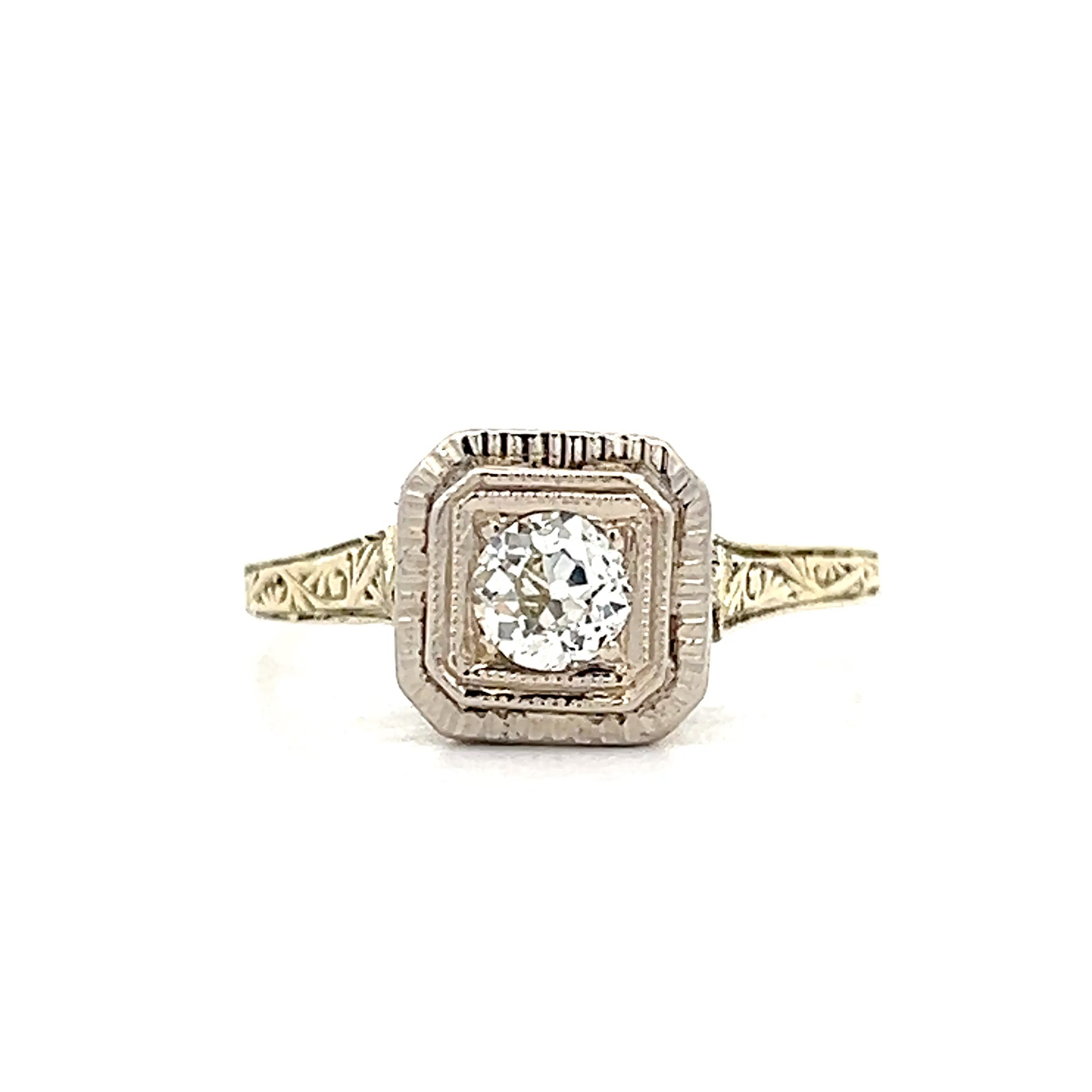 .28 Antique Art Deco Filigree Engagement Ring in 14k