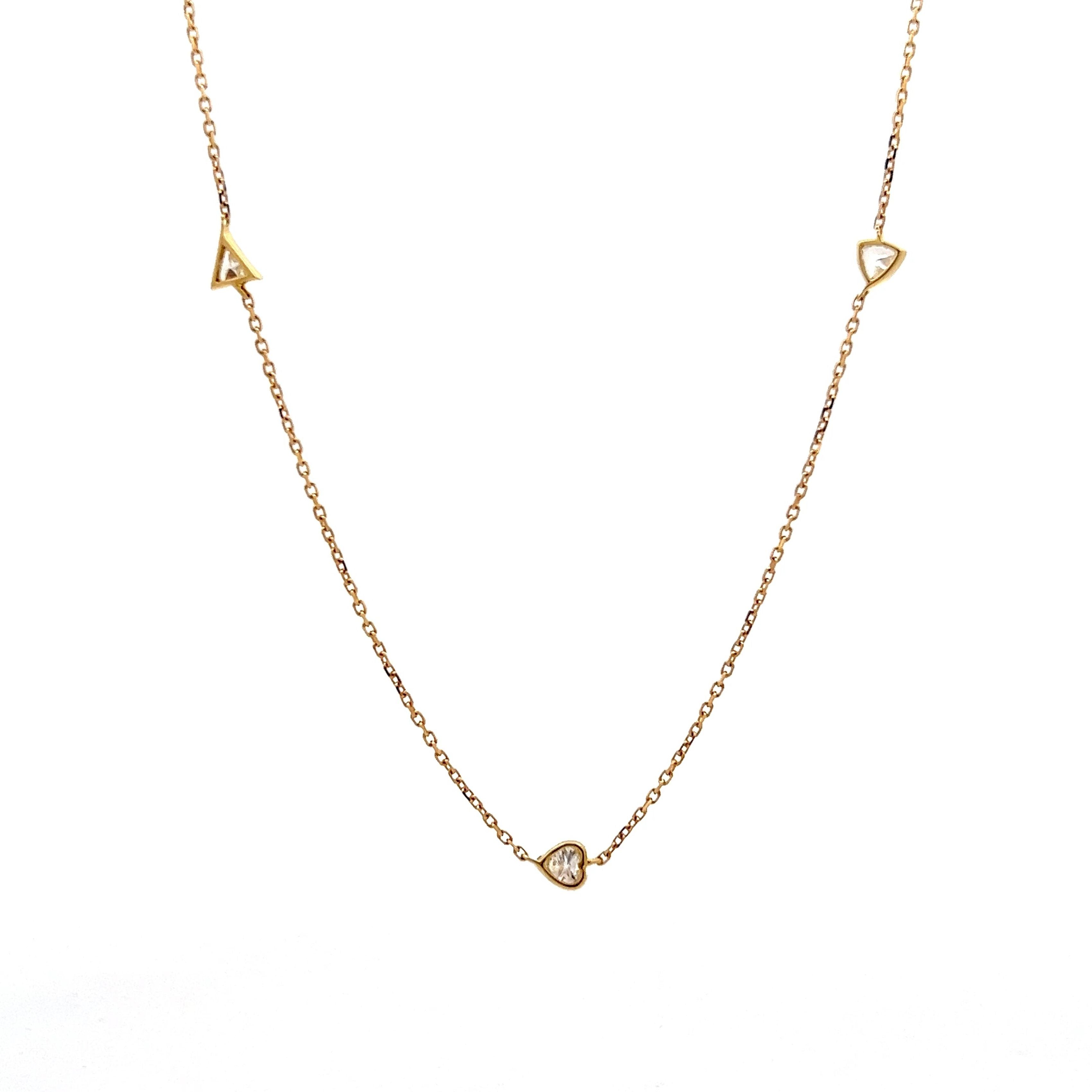.28 Diamond Heart Bezel Necklace in 18k Yellow Gold – Filigree Jewelers