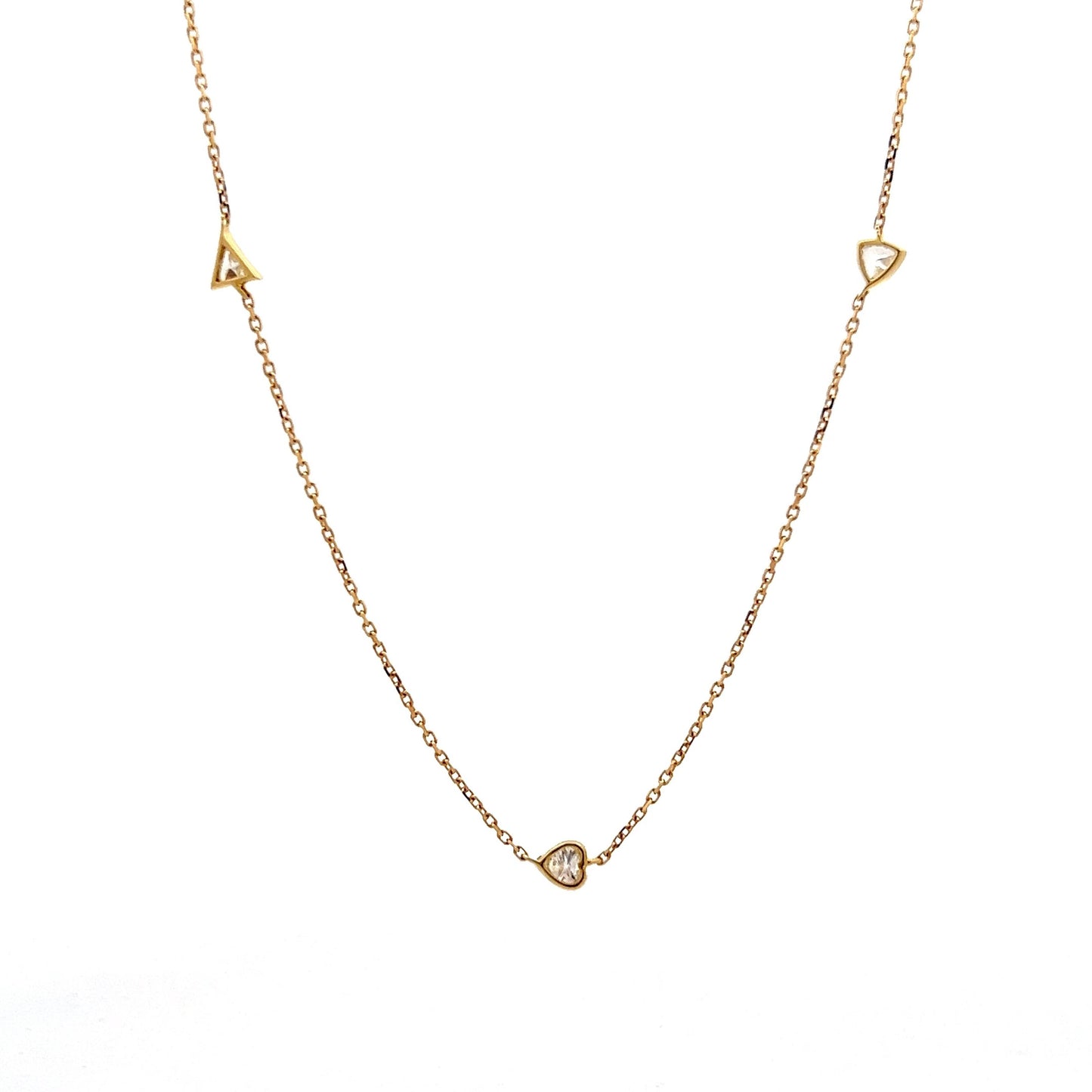 .28 Diamond Heart Bezel Necklace in 18k Yellow Gold