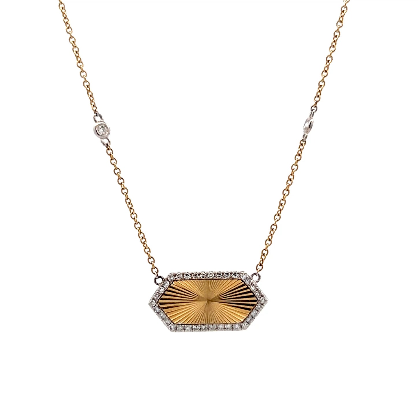 .28 Diamond Hexagon Pendant Necklace in 14k Yellow Gold