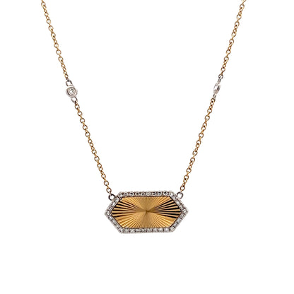 .28 Diamond Hexagon Pendant Necklace in 14k Yellow Gold