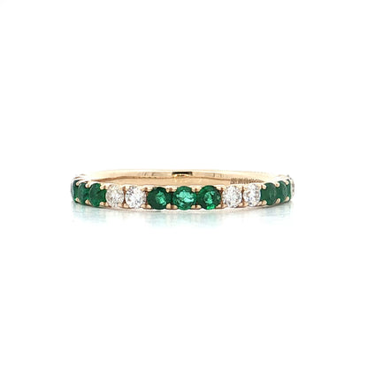 .28 French Set Diamond & Emerald Stacking Ring 14k