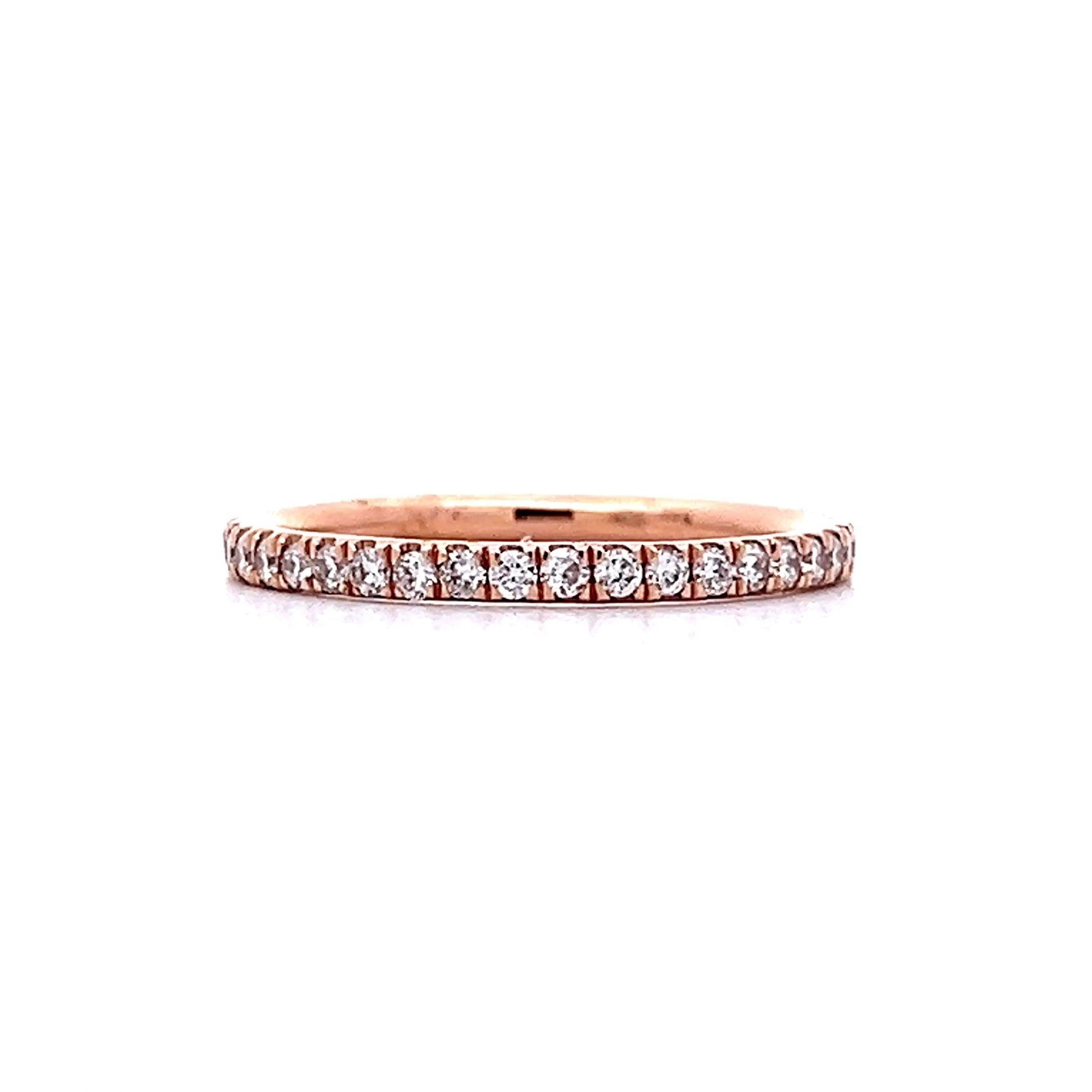 .28 French Set Diamond Wedding Band in 14k Rose Gold