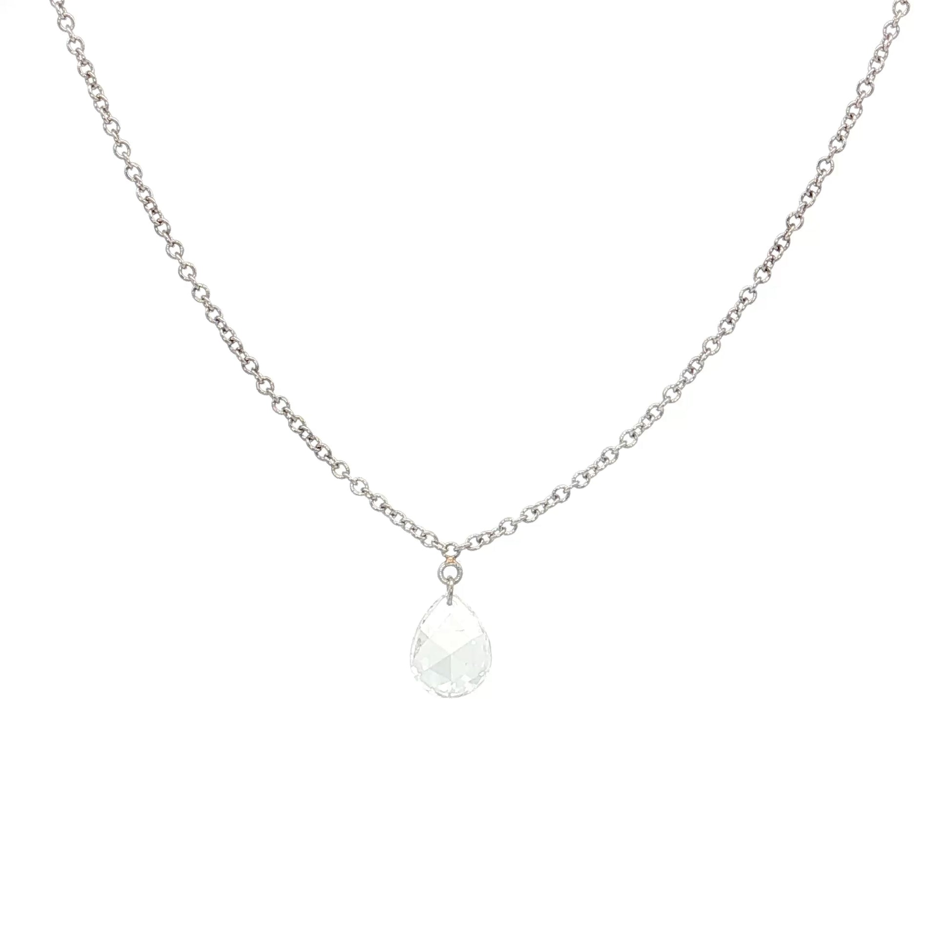.28 Pear Diamond Pendant Necklace 14k White Gold