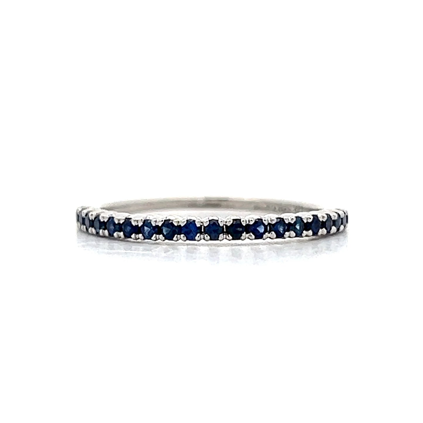 .28 Round Cut Blue Sapphire Wedding Band in 18k