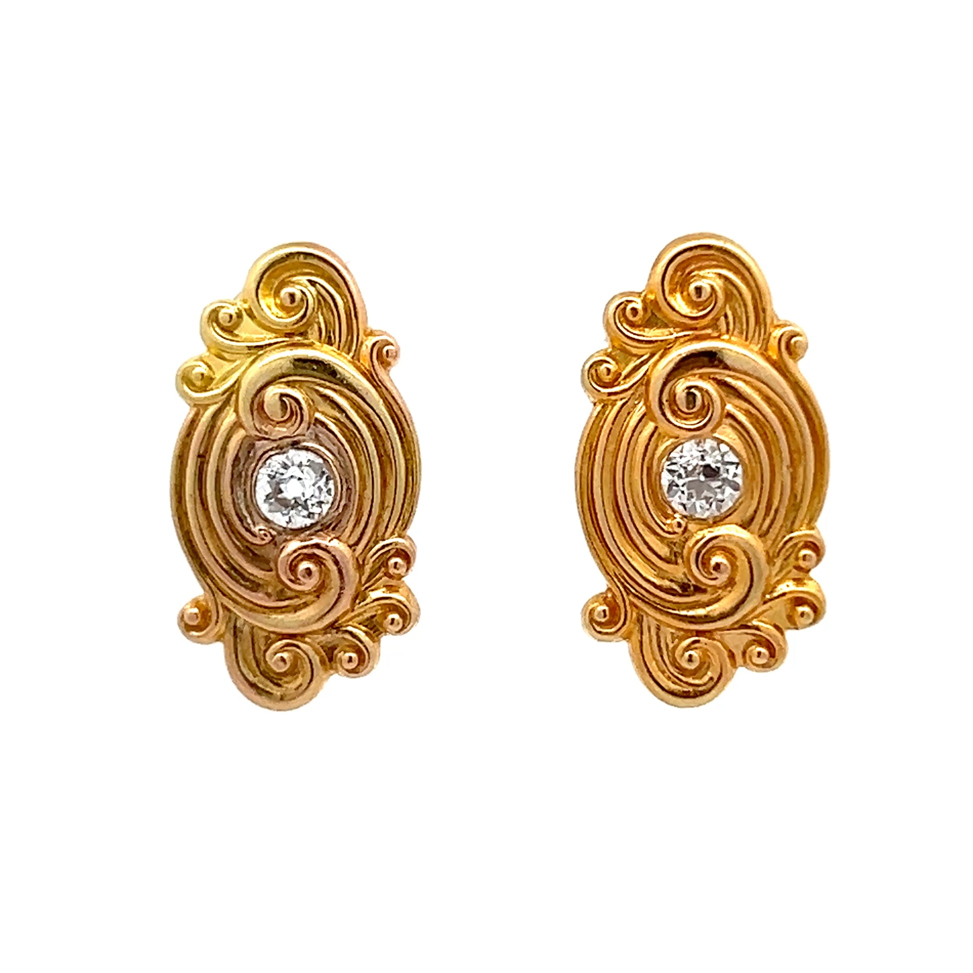 .28 Shreve & Co Vintage Diamond Earrings 14k
