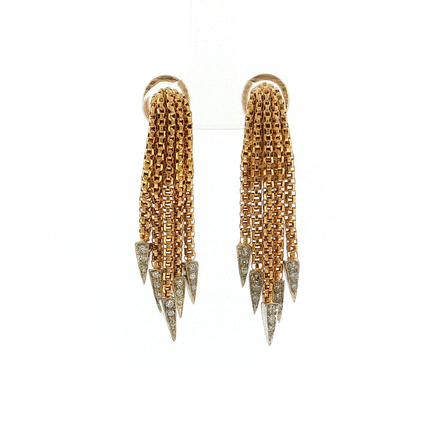 .28 Vintage Mid-Century Diamond Tassel Earrings 18k
