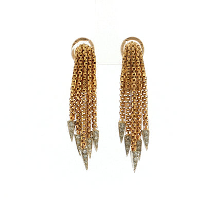 .28 Vintage Mid-Century Diamond Tassel Earrings 18k