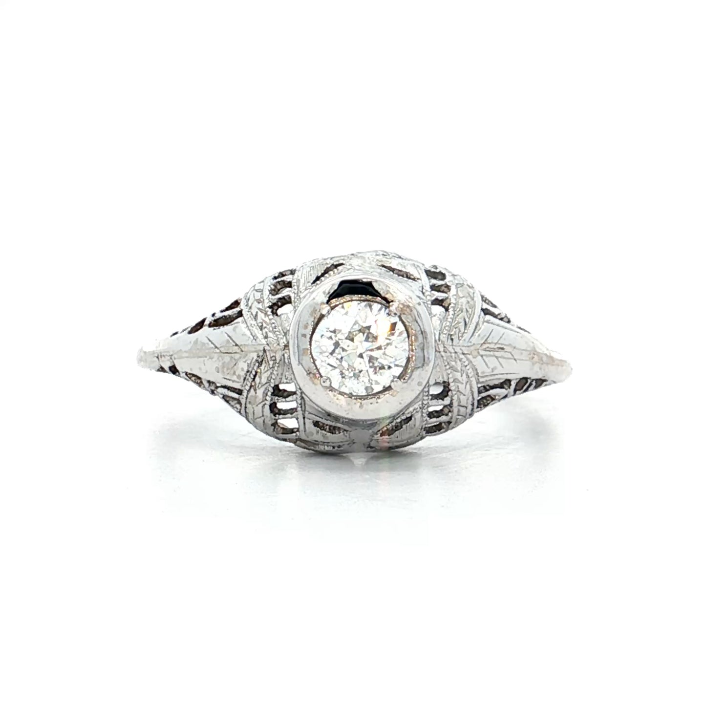 .30 Antique Art Deco Euro Diamond Engagement Ring 18k