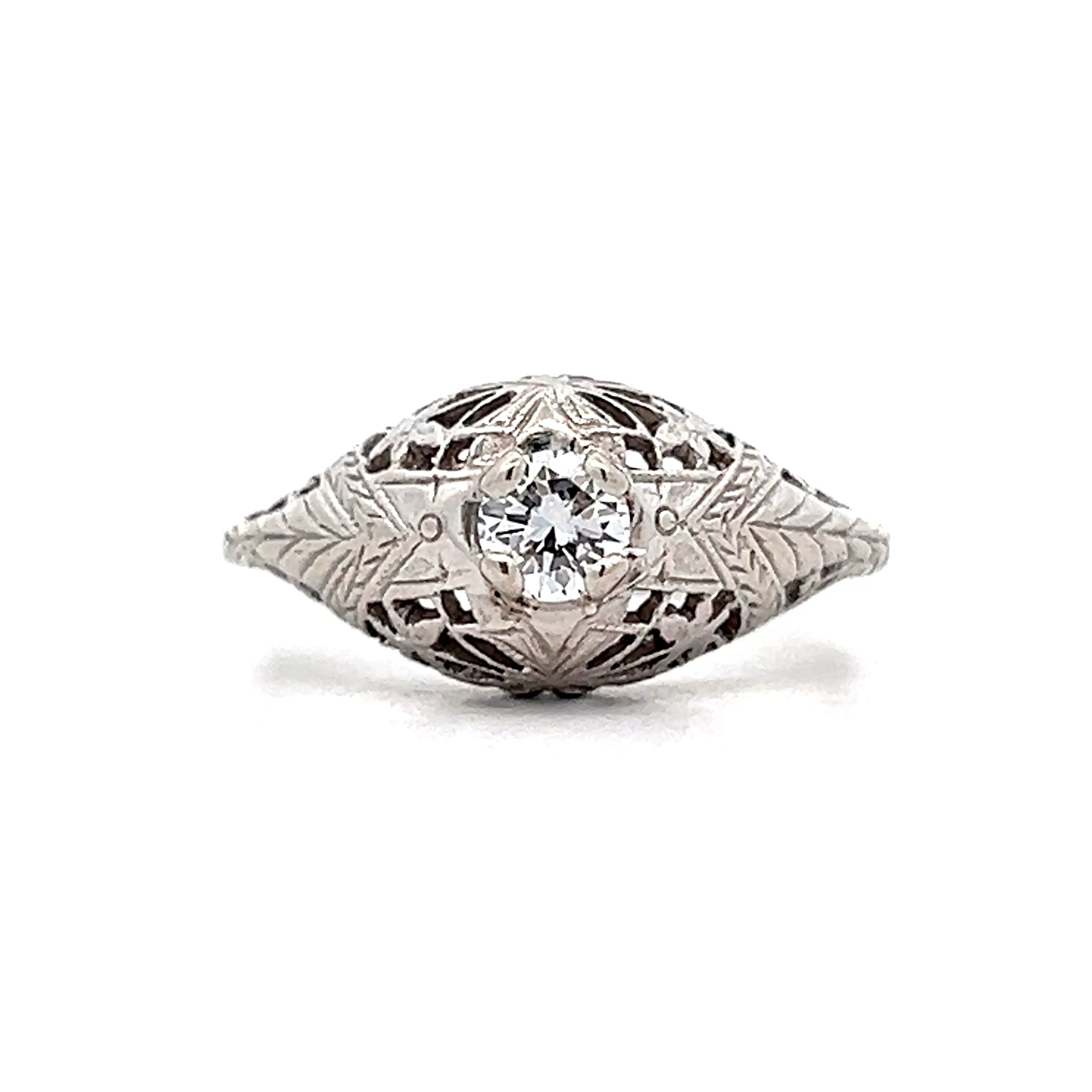 .30 Antique Deco Filigree Engagement Ring in 14k – Filigree Jewelers