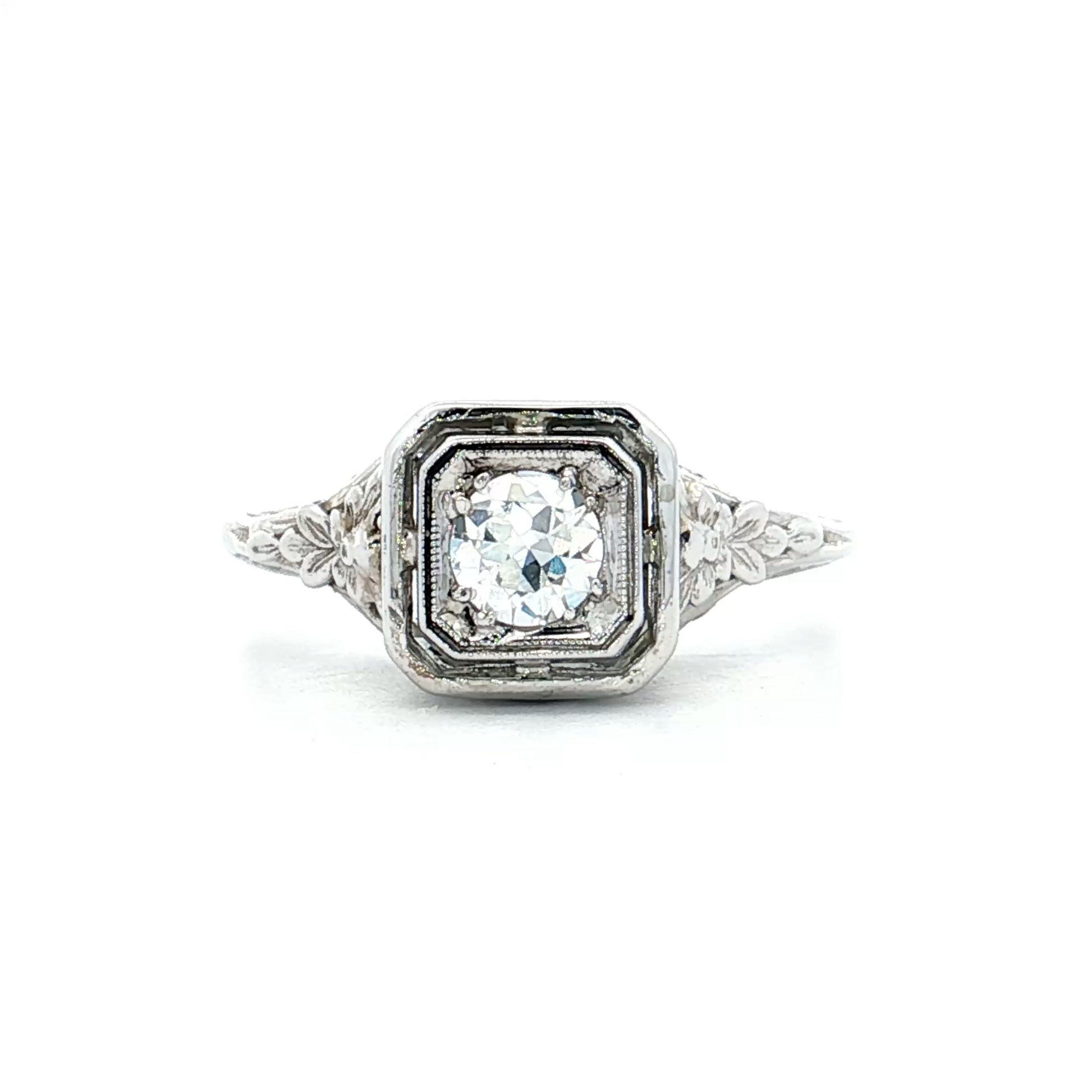 .30 Antique Old European Diamond Engagement Ring 18k