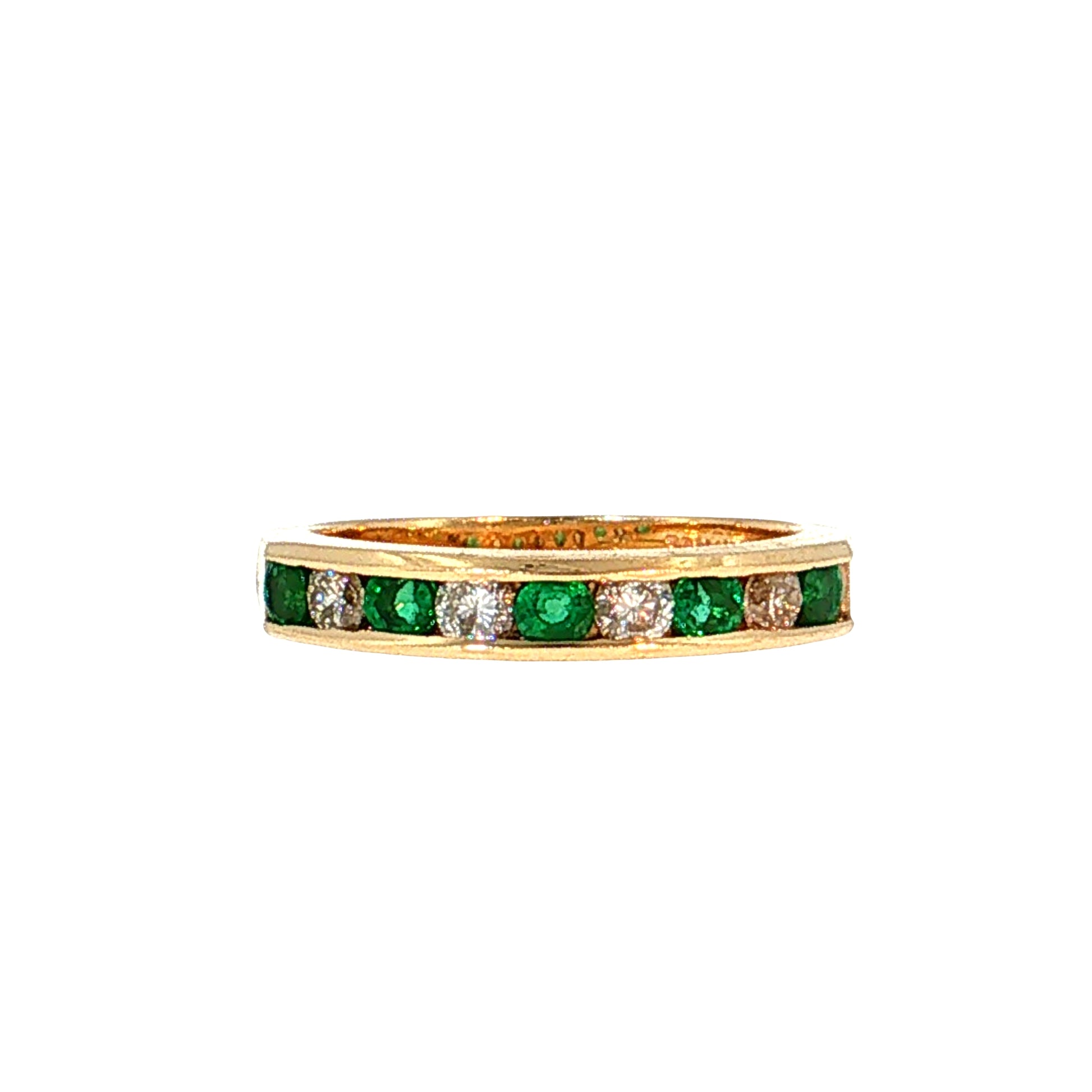 .30 Emerald & Diamond Stacking Band 14k Yellow Gold