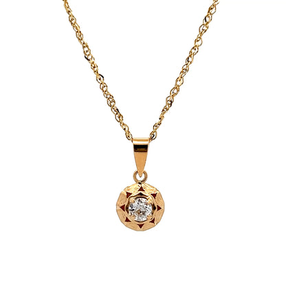.30 Old European Diamond Pendant Necklace 14k