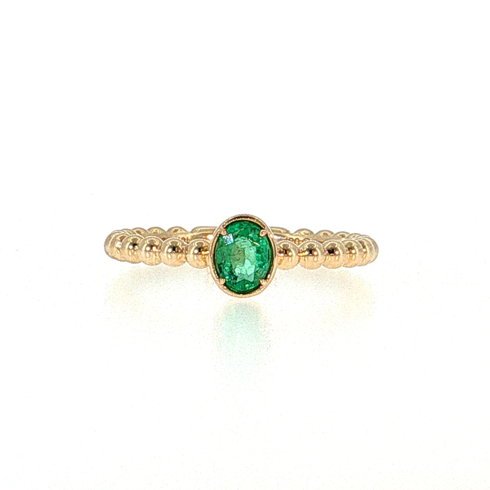 .30 Oval Emerald Solitaire Stacking Ring 14k Yellow Gold