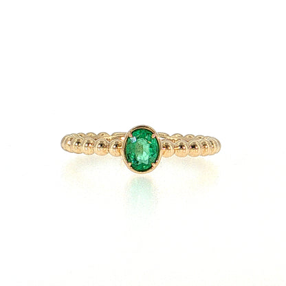 .30 Oval Emerald Solitaire Stacking Ring 14k Yellow Gold