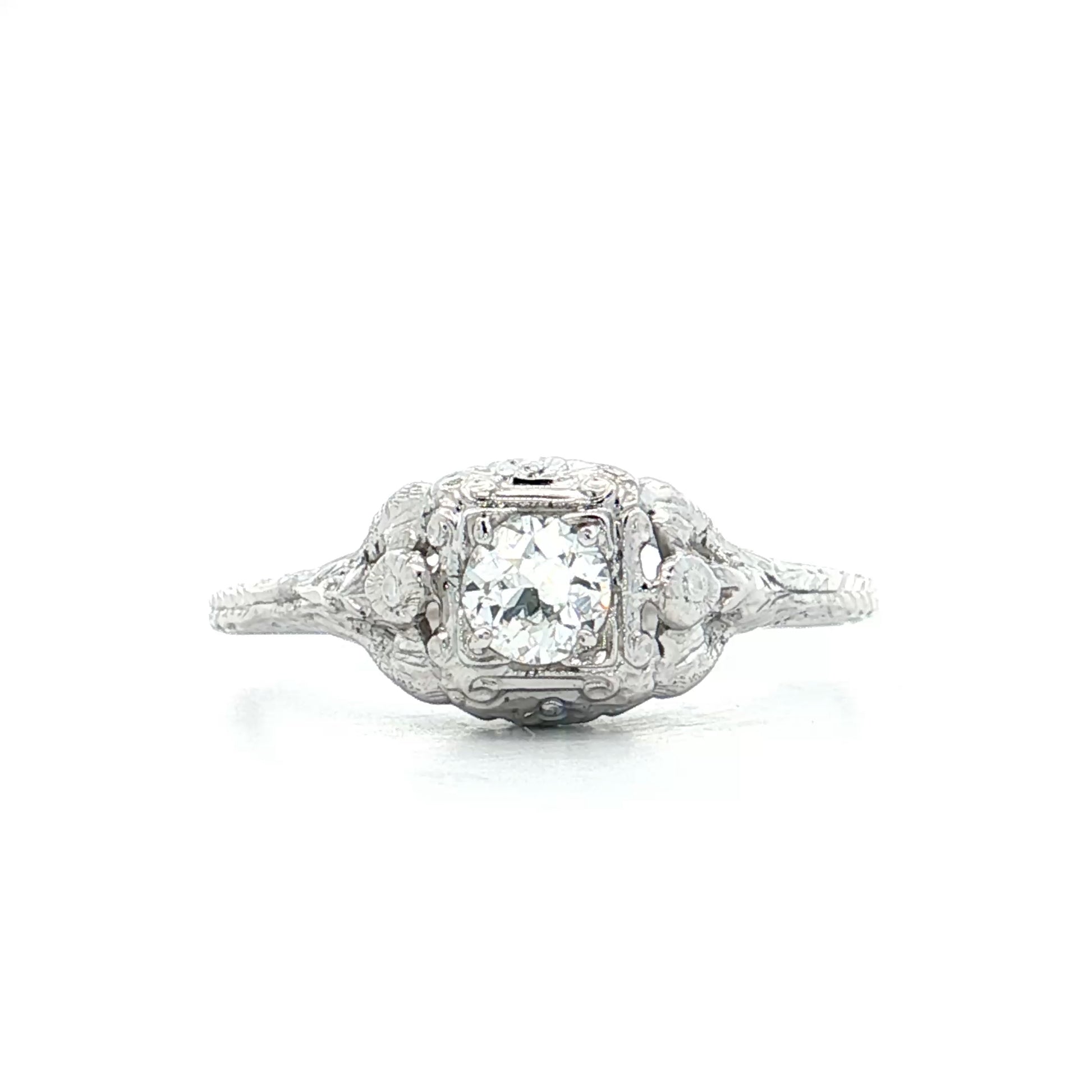.30 Vintage Deco Diamond Engagement Ring 18k