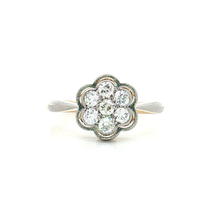 .30 Vintage Retro Diamond Cluster Engagement Ring 18k