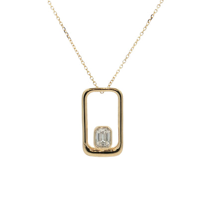 .31 Emerald Cut Diamond Pendant Necklace 14k