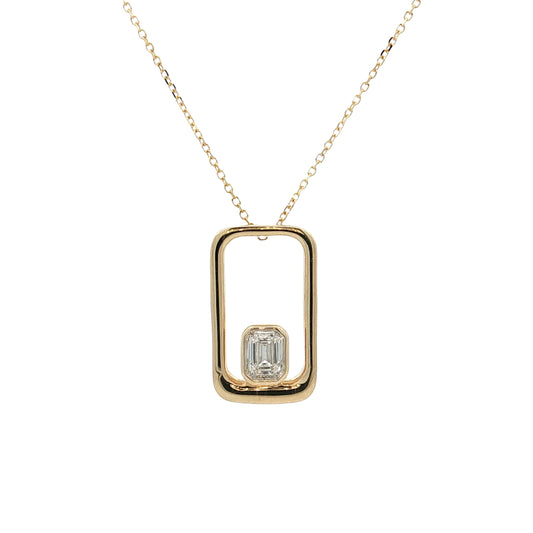 .31 Emerald Cut Diamond Pendant Necklace 14k