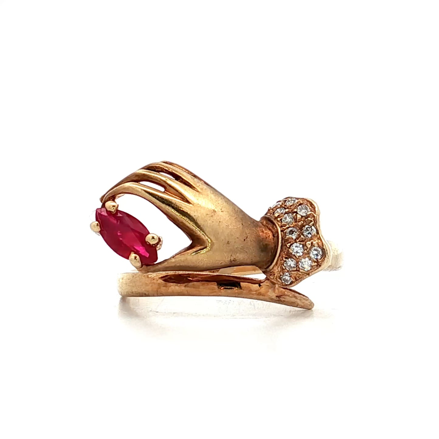.31 Vintage Retro Ruby & Diamond Ring in 14k Yellow Gold