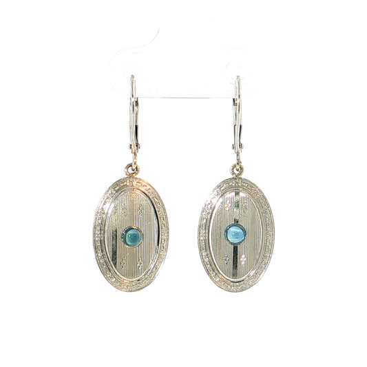 .32 Antique Art Deco Sapphire Earrings 14k White Gold