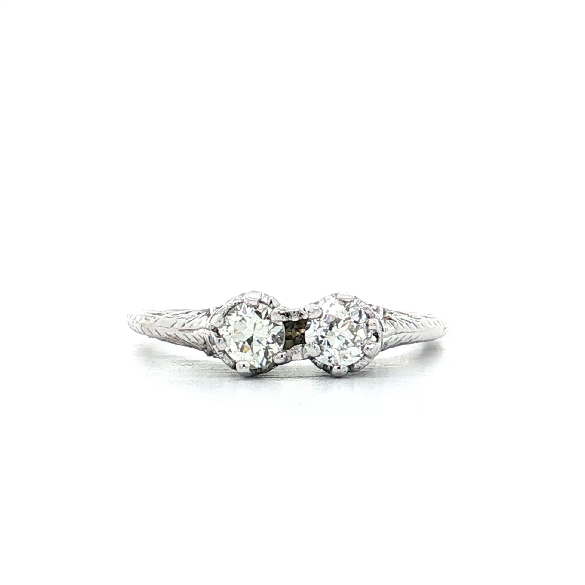.32 Antique Art Deco Toi Et Moi Engagement Ring 18k