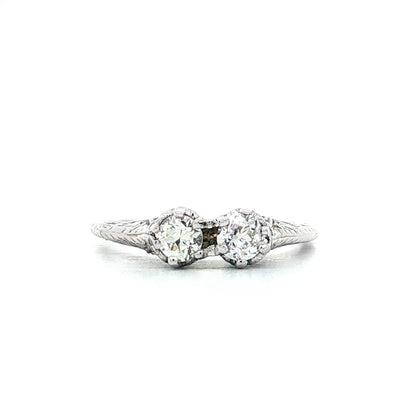 .32 Antique Art Deco Toi Et Moi Engagement Ring 18k