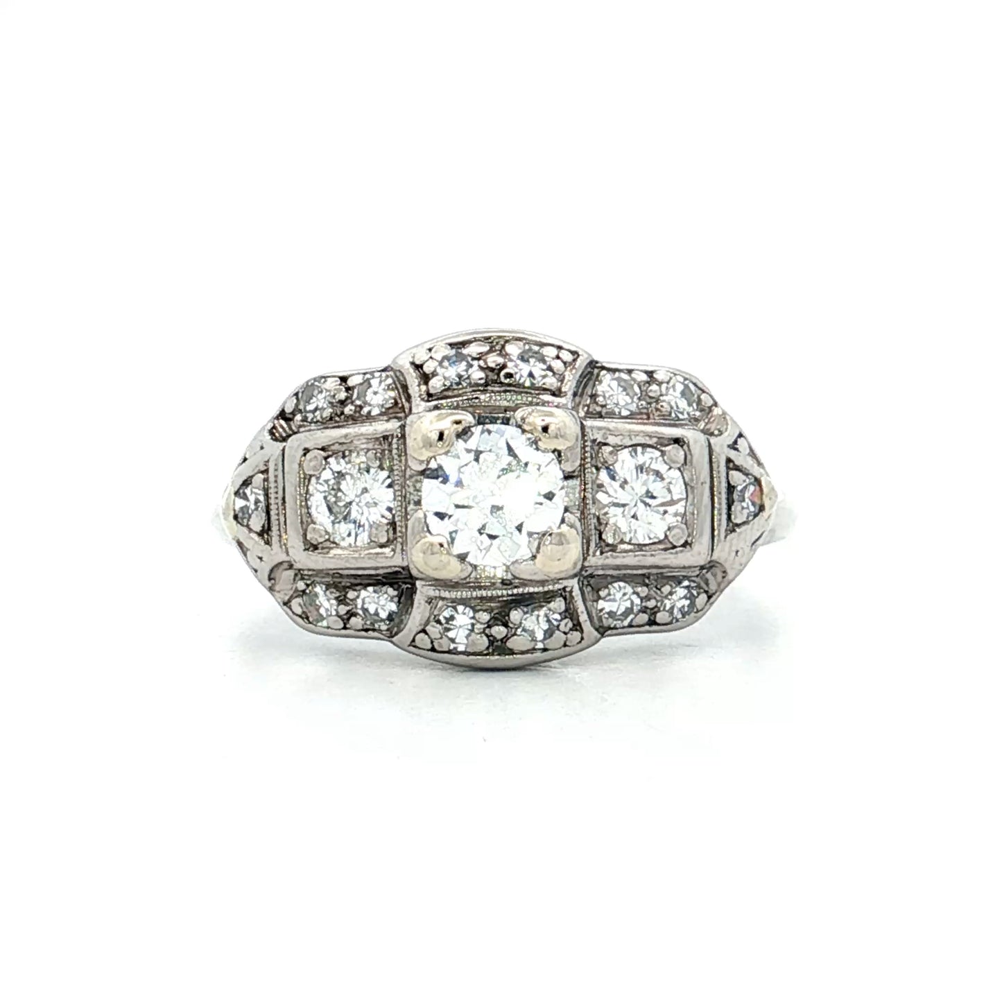 .32 Antique Deco Euro Diamond Engagement Ring Palladium