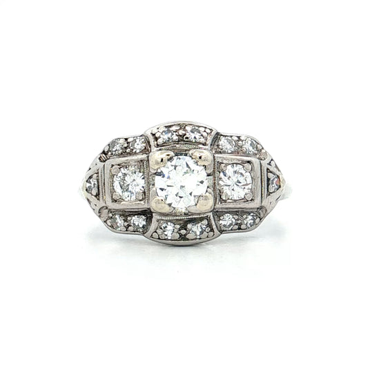 .32 Antique Deco Euro Diamond Engagement Ring Palladium