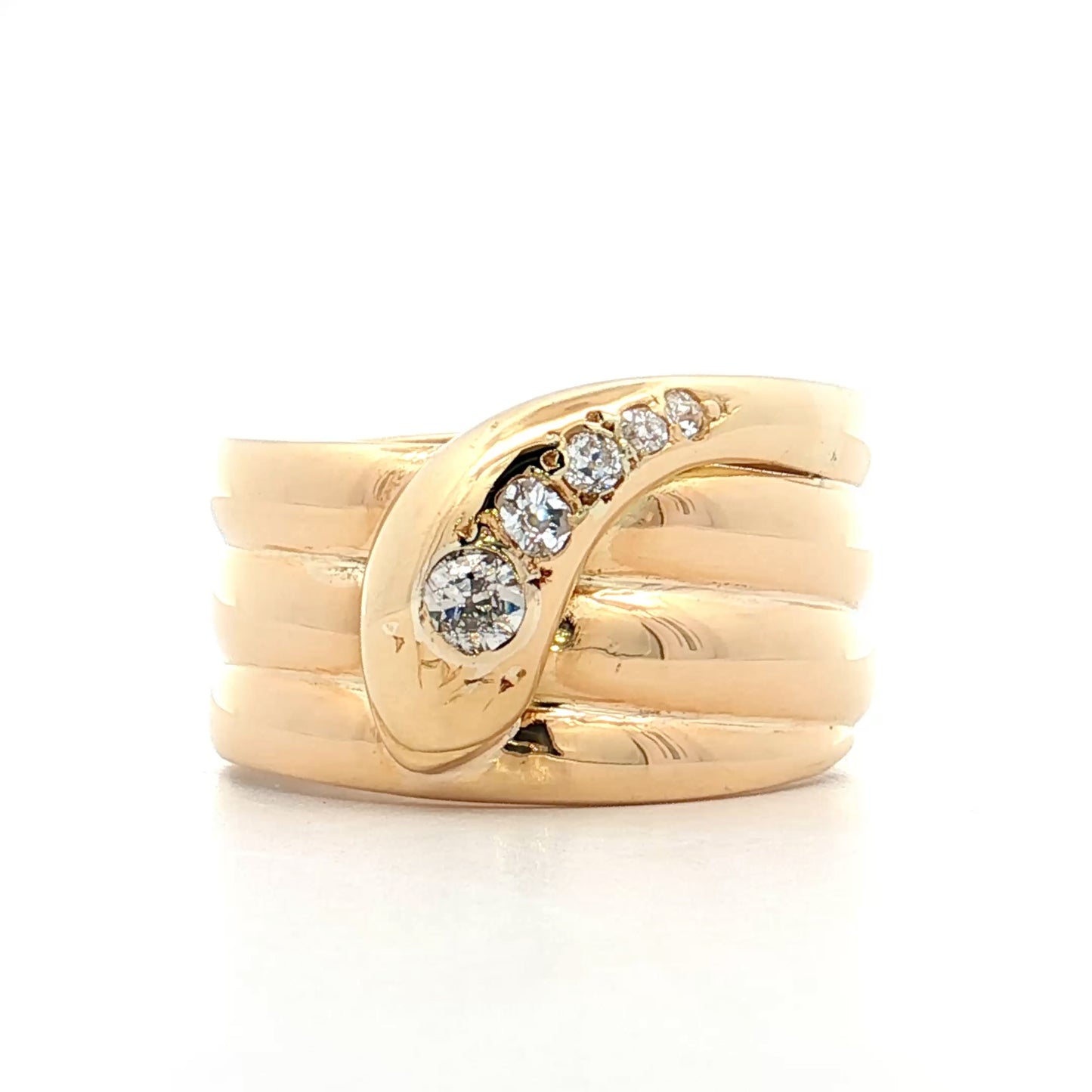 .33 Antique Edwardian Mens Diamond Snake Ring 18k