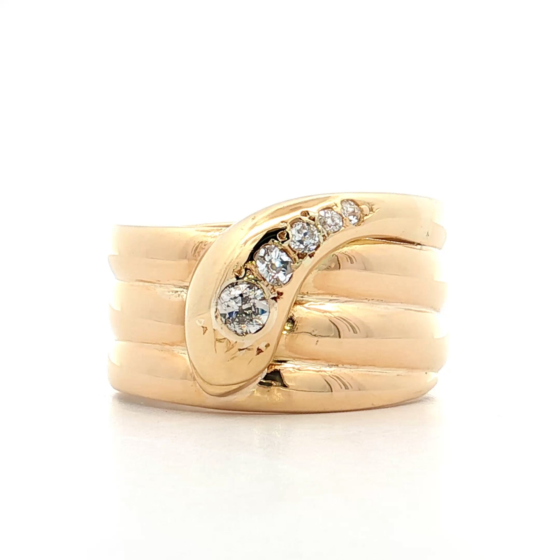 .33 Antique Edwardian Mens Diamond Snake Ring 18k