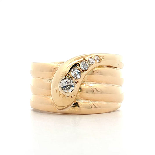 .33 Antique Edwardian Mens Diamond Snake Ring 18k