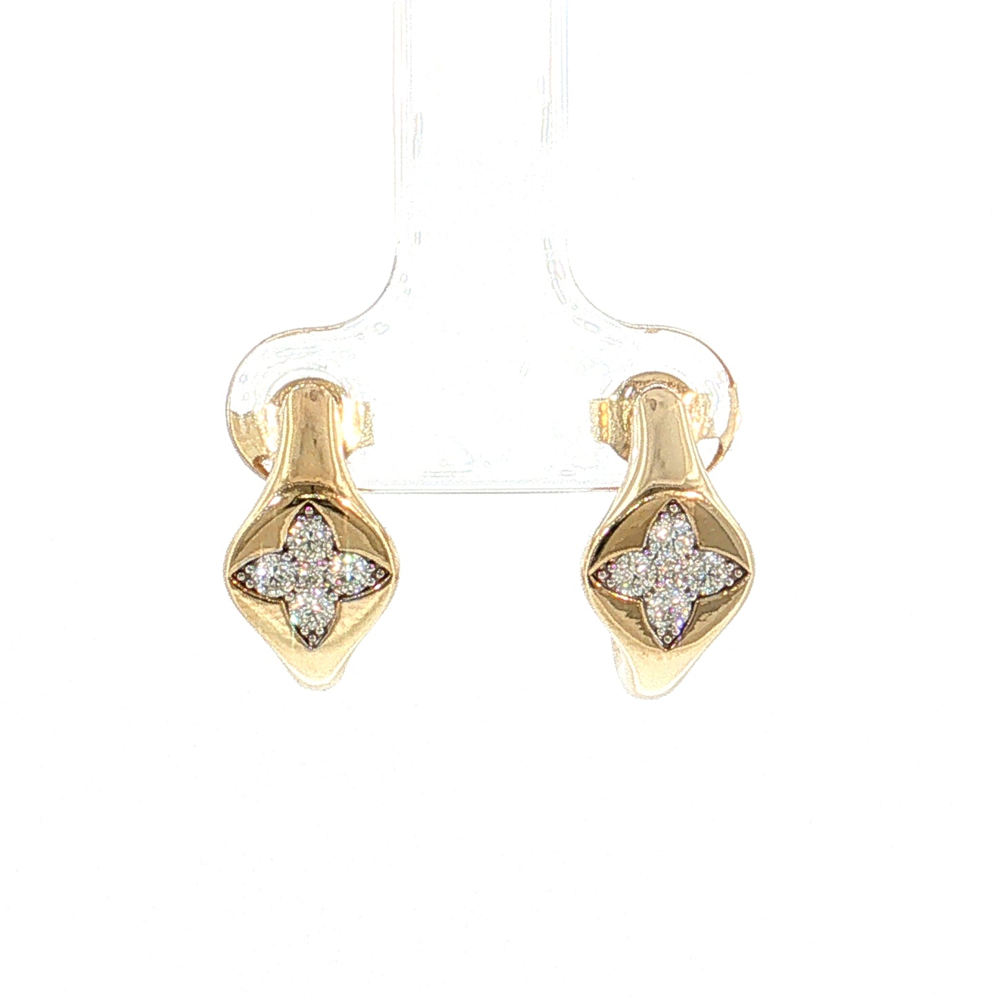.33 Diamond Quatrefoil Hoop Earrings 14k & Platinum