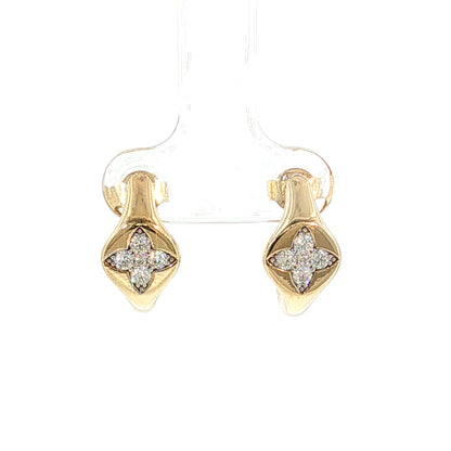 .33 Diamond Quatrefoil Hoop Earrings 14k & Platinum
